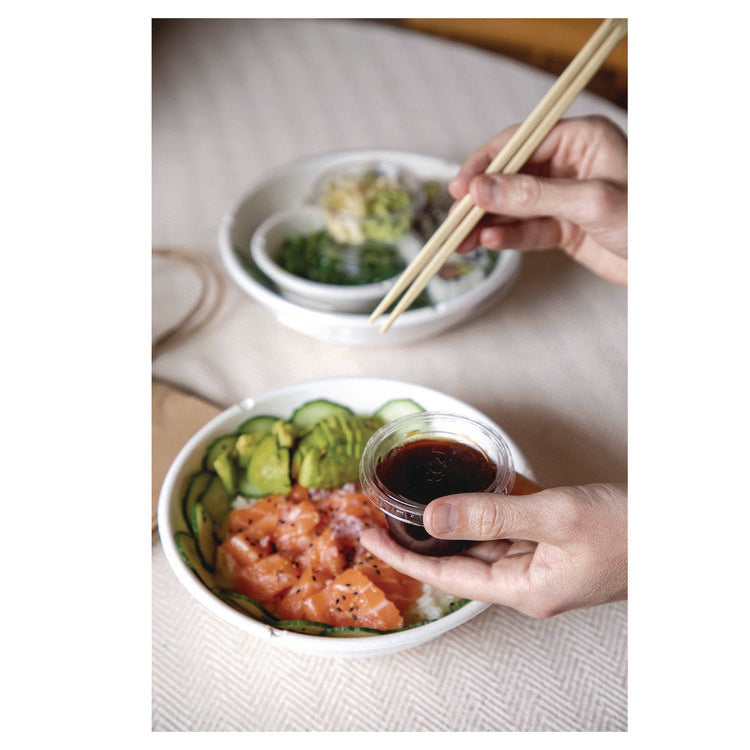 Renewable and Compostable Portion Cups, 2 oz, Plastic, Clear, 100/Pack, 20 Packs/Carton