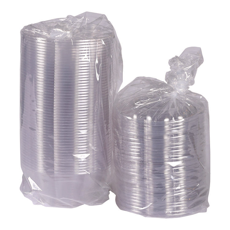Renewable and Compostable Salad Bowls with Lids, 32 oz, Clear, Plastic, 50/Pack, 3 Packs/Carton