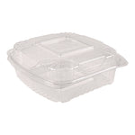 Renewable and Compostable Clear Clamshell Hinged Food Containers, 8 x 8 x 3, Plastic, 80/Pack, 2 Packs/Carton