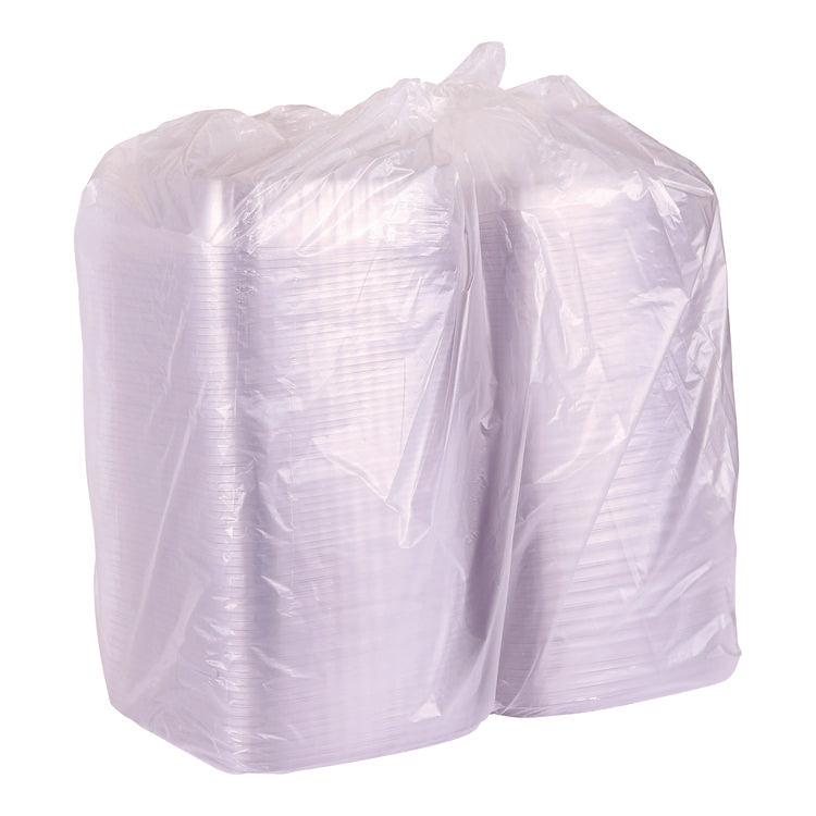 Renewable and Compostable Clear Clamshell Hinged Food Containers, 8 x 8 x 3, Plastic, 80/Pack, 2 Packs/Carton