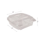 Renewable and Compostable Clear Clamshell Hinged Food Containers, 8 x 8 x 3, Plastic, 80/Pack, 2 Packs/Carton