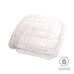 Renewable and Compostable Clear Clamshell Hinged Food Containers, 8 x 8 x 3, Plastic, 80/Pack, 2 Packs/Carton