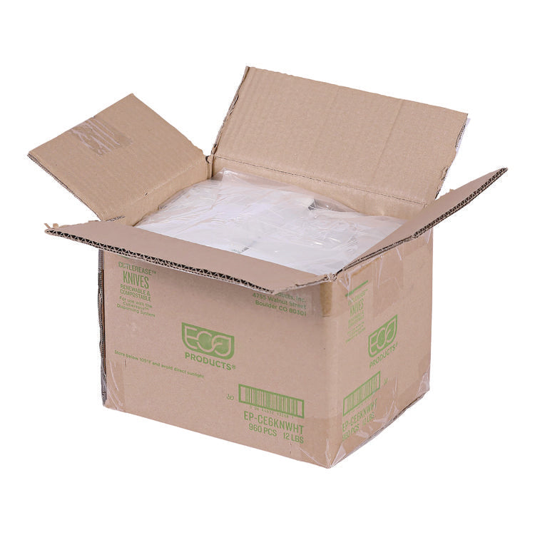 Cutlery for Cutlerease Dispensing System, Knife, Plastic, White, 960/Carton