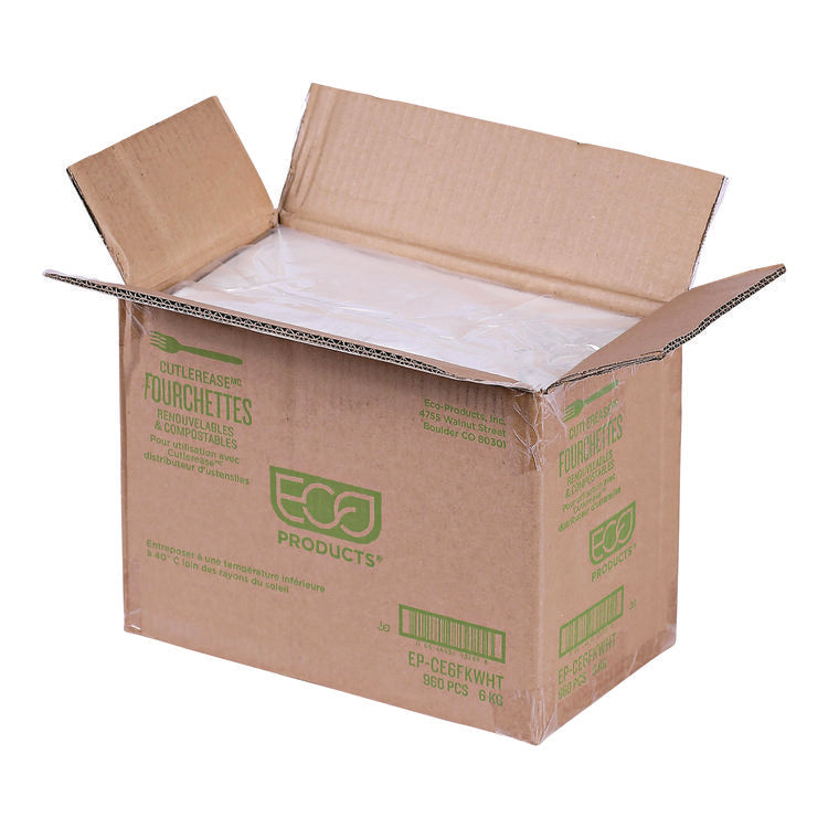 Cutlery for Cutlerease Dispensing System, Fork, Plastic, White, 960/Carton