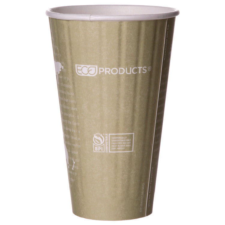 World Art Renewable and Compostable Insulated Hot Cups, 16 oz, Paper, Brown/White, 40/Pack, 15 Packs/Carton