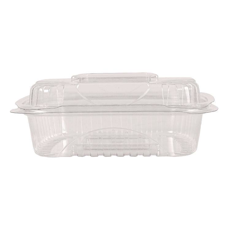 Renewable and Compostable Clear Clamshell Hinged Food Containers, 8 x 8 x 3, Plastic, 80/Pack, 2 Packs/Carton