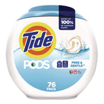 PODS Laundry Detergent, HE Compatible, Free and Gentle, 63 oz Tub, 76 Pacs/Tub