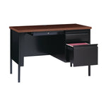 Single Pedestal Steel Desk, 45" x 24" x 29.5", Mocha/Black, Black Legs