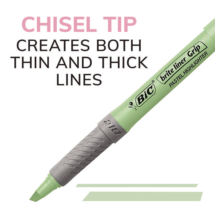 Brite Liner Grip Pocket Highlighter, Assorted Ink Colors, Chisel Tip, Assorted Barrel Colors, 6/Set, 6 Sets/Pack