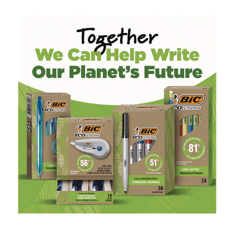 Ecolutions Gel Pen, Retractable, Medium 1 mm, Assorted Ink Colors, Blue Barrel, 12/Pack