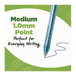 Ecolutions Gel Pen, Retractable, Medium 1 mm, Blue Ink, Blue Barrel, 12/Pack