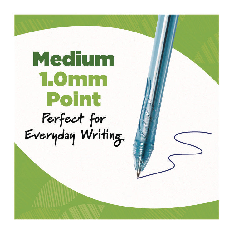 Ecolutions Gel Pen, Retractable, Medium 1 mm, Blue Ink, Blue Barrel, 12/Pack
