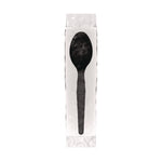 Mediumweight Polystyrene Wrapped Cutlery, Spoon, Plastic, Black, 1,000/Carton