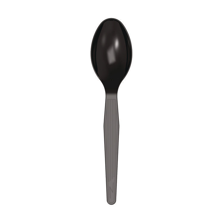 Mediumweight Polystyrene Wrapped Cutlery, Spoon, Plastic, Black, 1,000/Carton