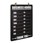 Business Hours Indoor/Outdoor Hanging Chalkboard, 10 x 0.38 x 20.75, Black/White