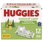 Natural Care Sensitive Baby Wipes, Unscented, White, 64/Pack, 12 Packs/Carton