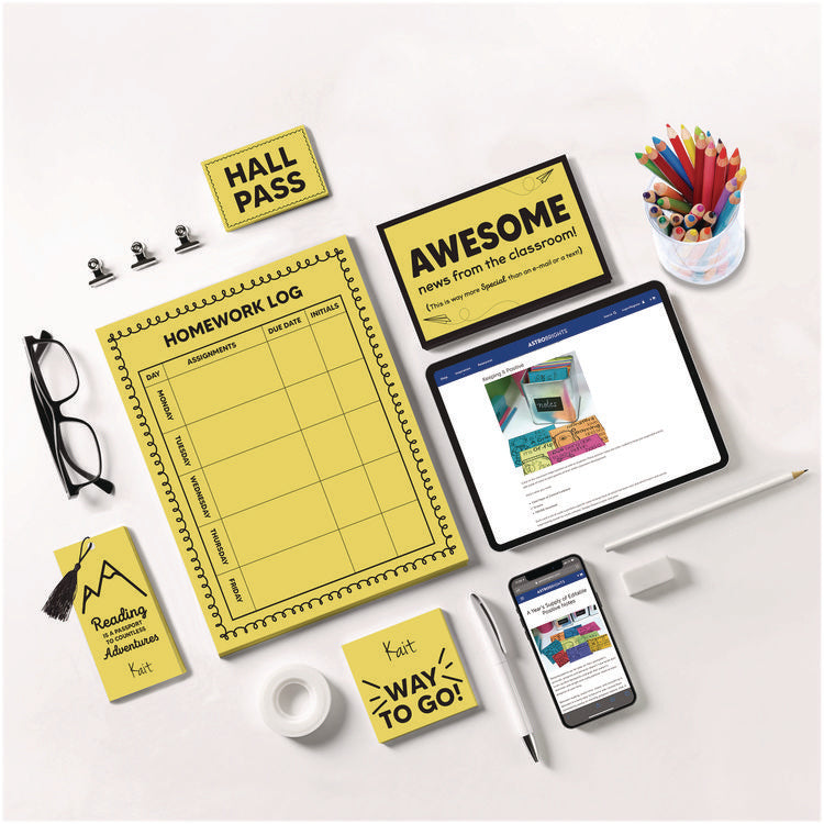 Color Cardstock -"Punchy Pastels" Assortment, 65 lb Cover Weight, 8.5 x 11, Lively Lemon, 100/Pack