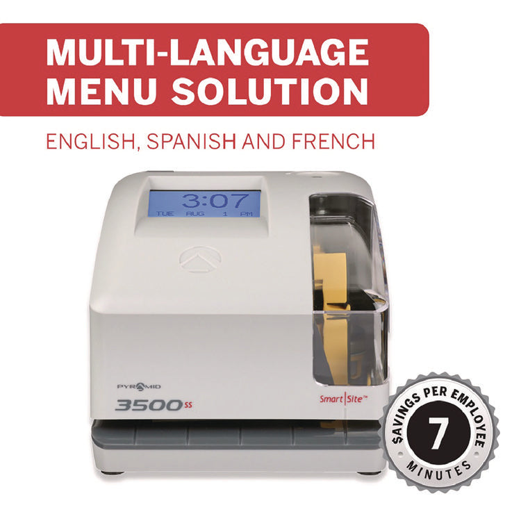 3500 Smart Site Punch Card Time Clock System, DC Powered Operation, Light Gray