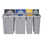 Slim Jim Recycling Station Kit, 1-Stream Compost, 23 gal, Plastic, Green/Gray