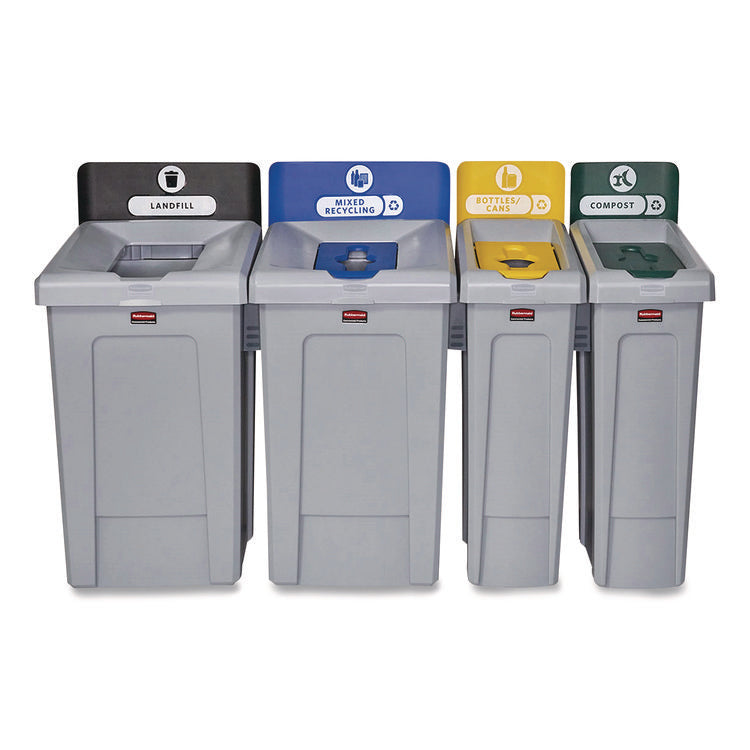 Slim Jim Recycling Station Kit, 1-Stream Compost, 23 gal, Plastic, Green/Gray