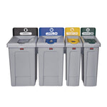 Slim Jim Recycling Station Kit, 1-Stream Bottles and Cans, 23 gal, Plastic, Yellow/Gray