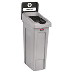 Slim Jim Recycling Station Kit, 1-Stream Landfill, 23 gal, Plastic, Gray/Black