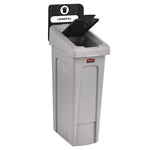 Slim Jim Recycling Station Kit, 1-Stream Landfill, 23 gal, Plastic, Gray/Black