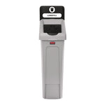 Slim Jim Recycling Station Kit, 1-Stream Landfill, 23 gal, Plastic, Gray/Black