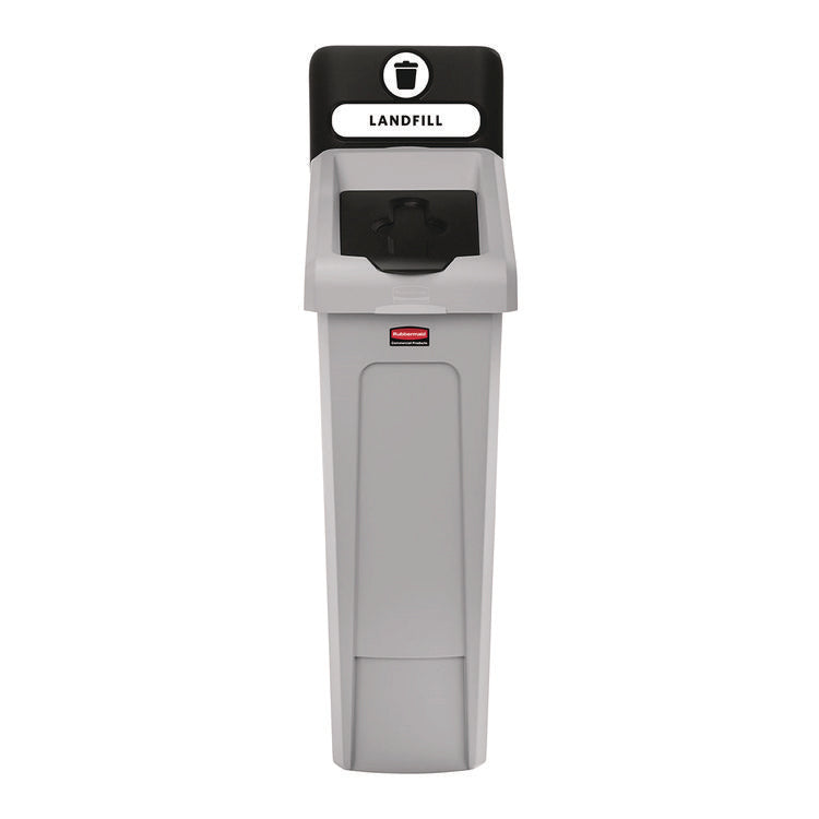 Slim Jim Recycling Station Kit, 1-Stream Landfill, 23 gal, Plastic, Gray/Black