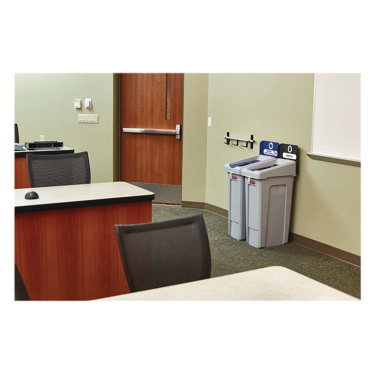 Slim Jim Recycling Station Kit, 1-Stream Mixed Recycling, 23 gal, Plastic, Gray/Blue