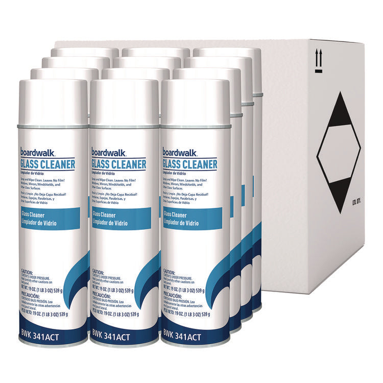Heavy-Duty Glass Cleaner, Sweet Scent, 19 oz Aerosol Spray, 12/Carton