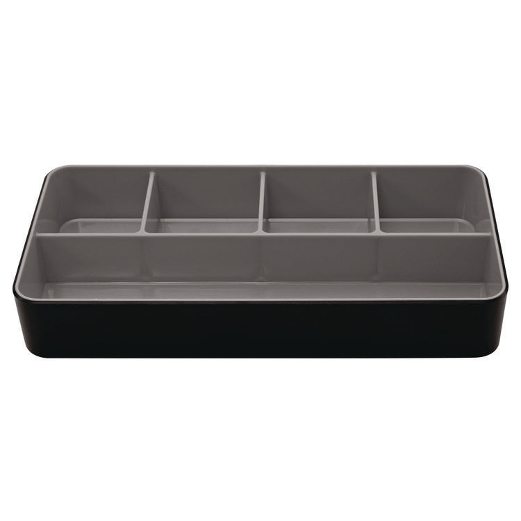 Fusion Five-Compartment Plastic Accessory Holder, Plastic, 12.25 x 6 x 2, Black/Gray