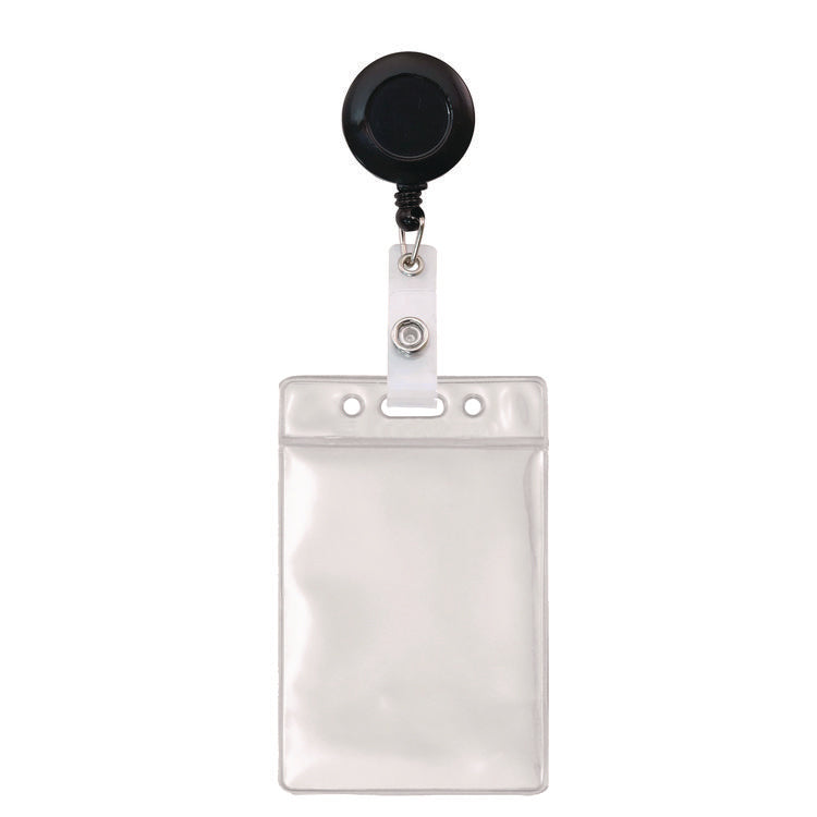 ID Badge Holder, Clear, Vertical Orientation, 2.38 x 3.5 Insert, 50/Pack
