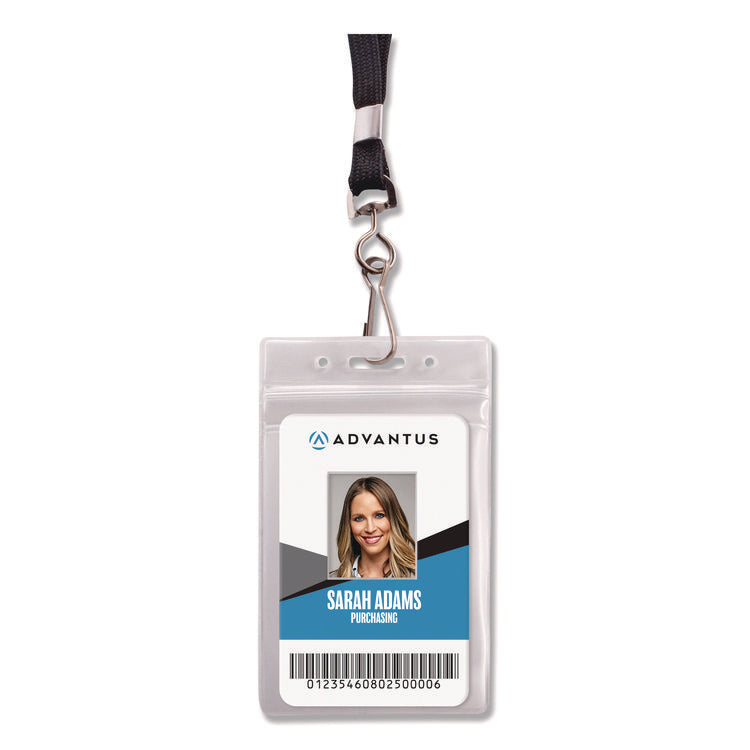ID Badge Holder, Clear, Vertical Orientation, 2.38 x 3.5 Insert, 50/Pack