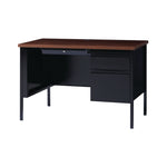 Single Pedestal Steel Desk, 45" x 24" x 29.5", Mocha/Black, Black Legs
