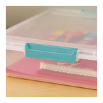 Latch Lid Storage Box, 2.3 gal, 14 x 11 x 3.5, Clear Bin/Seafoam Latches