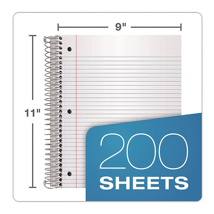 Five-Subject Notebook, Medium/College Rule, Randomly Assorted Cover Color, (200) 11 x 9 Sheets