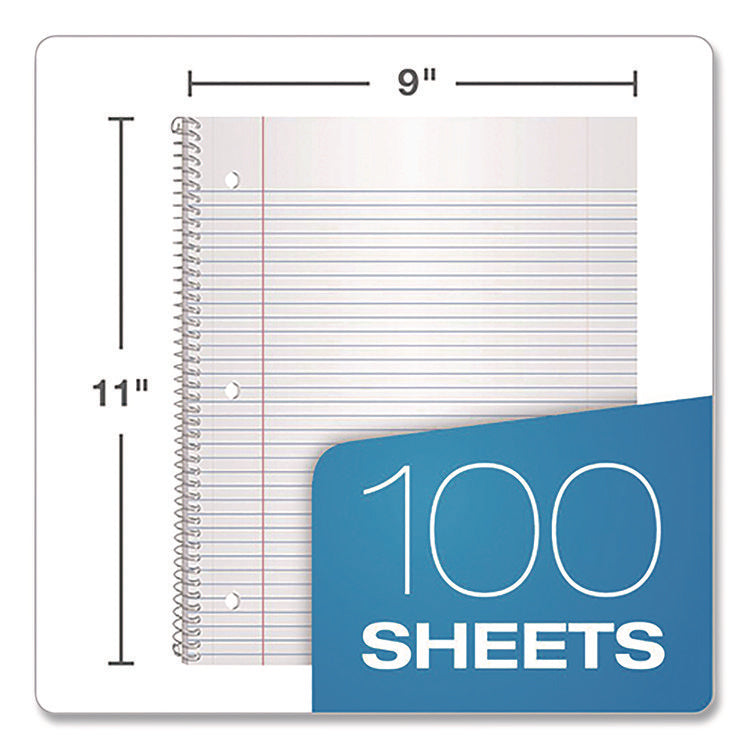 Poly One-Subject Notebook, Medium/College Rule, Randomly Assorted Cover Color, (100) 11 x 9 Sheets