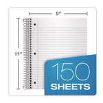 Three-Subject Notebook, Medium/College Rule, Randomly Assorted Cover Color, (150) 11 x 9 Sheets