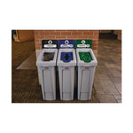 Slim Jim Recycling Station Kit, 1-Stream Mixed Recycling, 23 gal, Plastic, Gray/Blue