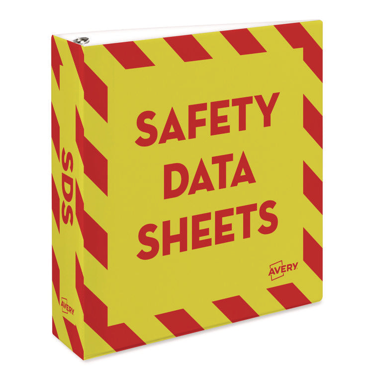 Heavy-Duty Preprinted Safety Data Sheet Binder, 3 Rings, 2" Capacity, 11 X 8.5, Yellow/red