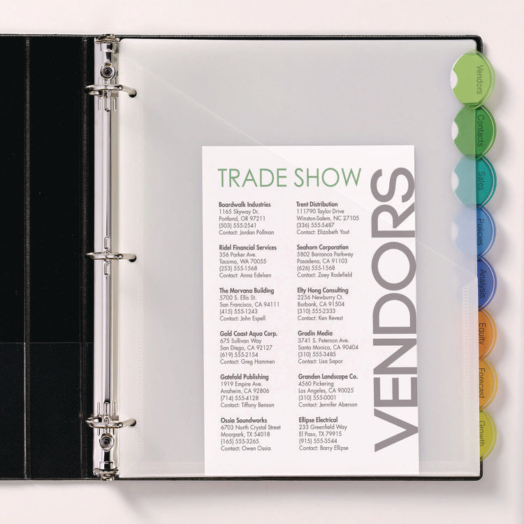 Insertable Style Edge Tab Plastic 1-Pocket Dividers, 8-Tab, 11.25 X 9.25, Translucent, 1 Set