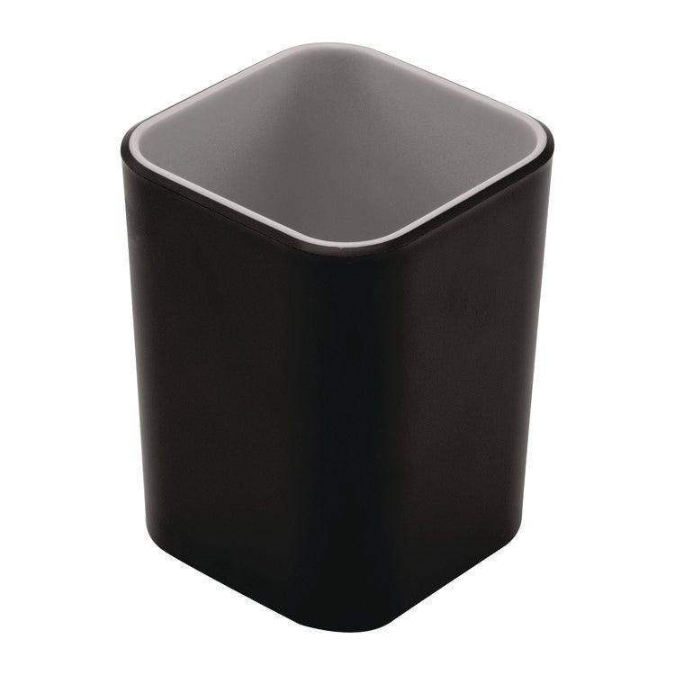 Fusion Pencil Cup, Plastic, 2.99 x 2.99 x 3.96, Black/Gray
