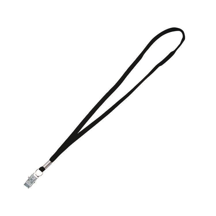 Metal Flat Clip Lanyard, 36" Long, Black, 100/Pack