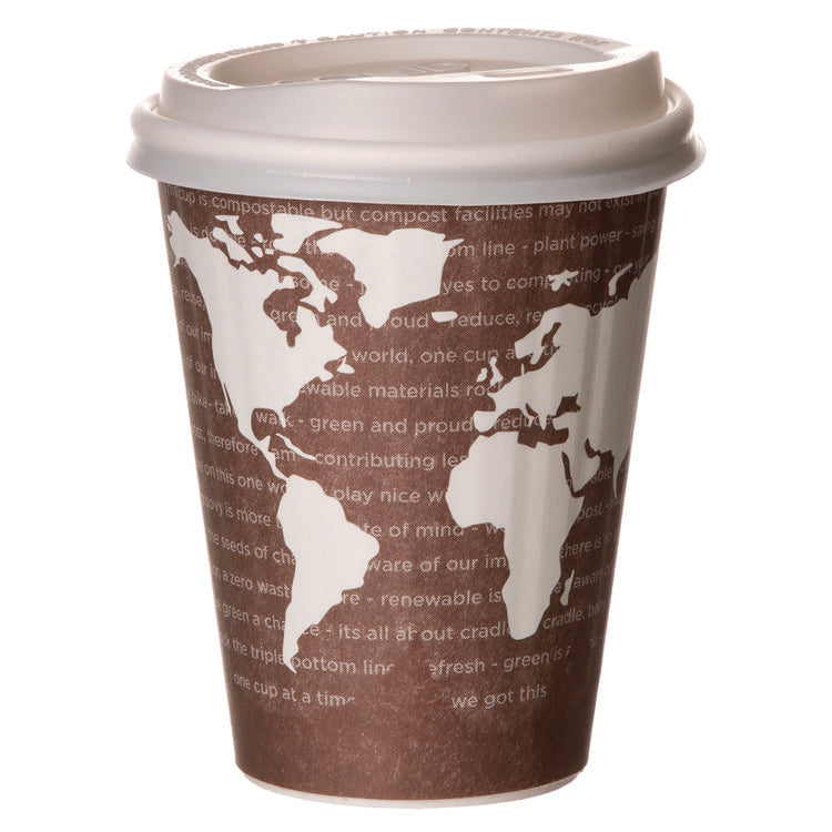 World Art Renewable and Compostable Insulated Hot Cups, 8 oz, Paper, Brown/White, 40/Pack, 20 Packs/Carton