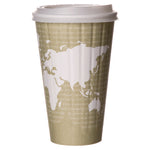 World Art Renewable and Compostable Insulated Hot Cups, 16 oz, Paper, Brown/White, 40/Pack, 15 Packs/Carton