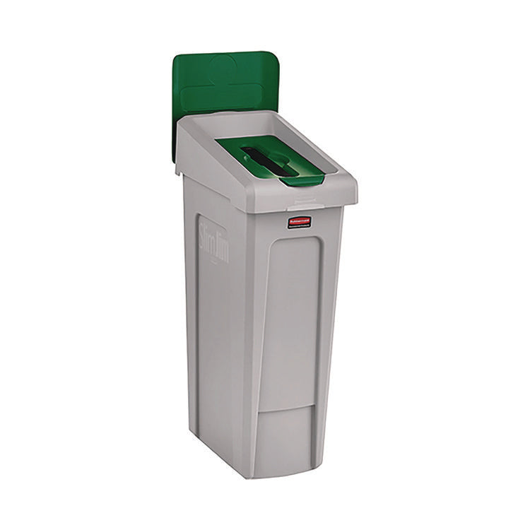 Slim Jim Recycling Station Kit, 1-Stream Paper, 23 gal, Plastic, Green/Gray