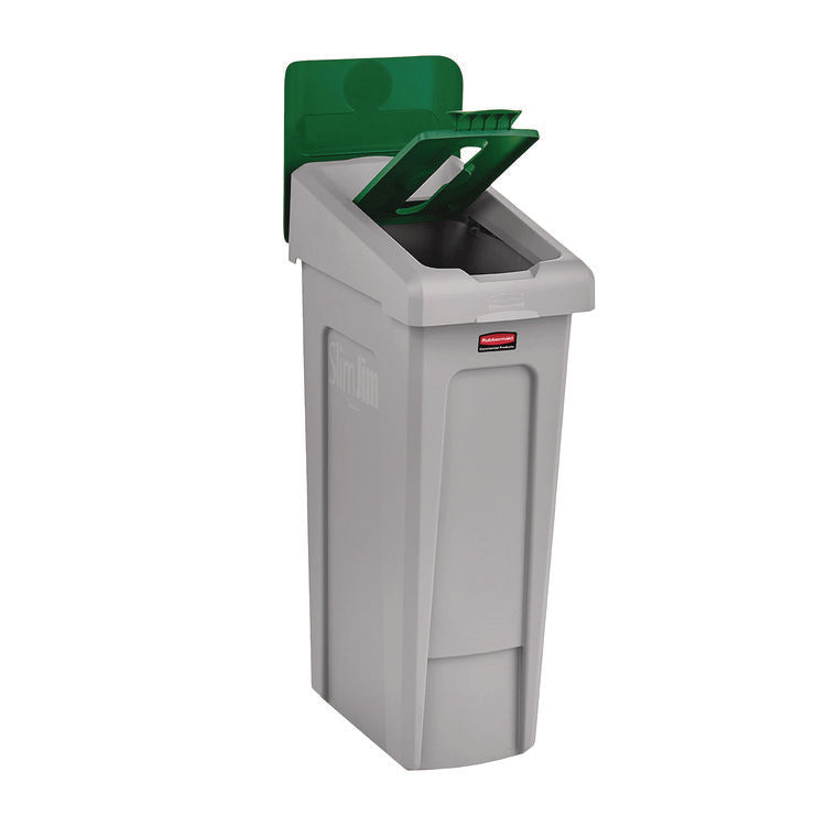 Slim Jim Recycling Station Kit, 1-Stream Paper, 23 gal, Plastic, Green/Gray