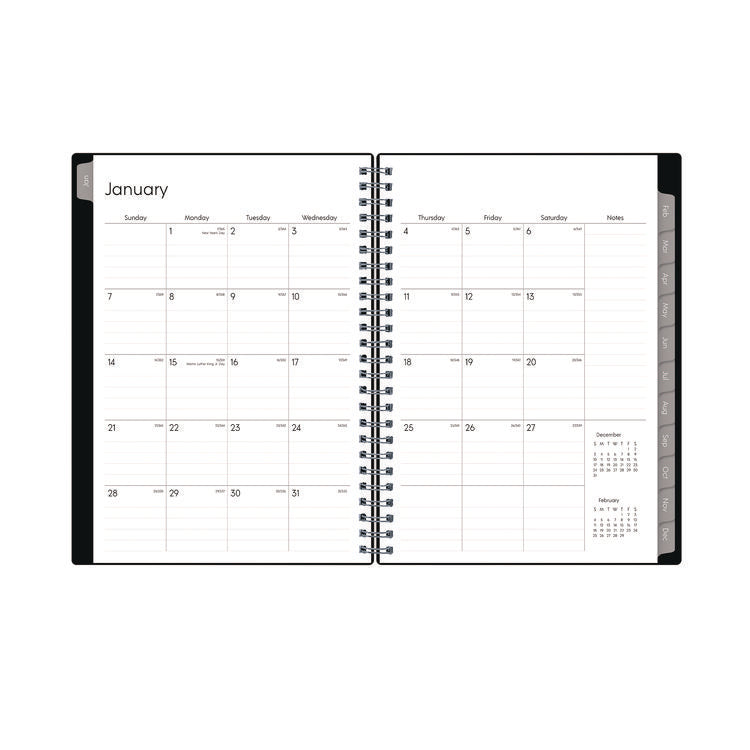 Enterprise Weekly/Monthly Notes Planner, 8.63" x 5.88", Black Cover, 12-Month (Jan to Dec): 2025