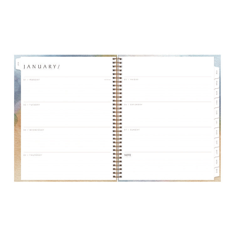 One Tree Planted Andreo Weekly/Monthly Planner, Abstract Artwork, 11" x 8.5", Blue/Sand/Green Cover, 12-Month (Jan-Dec): 2025